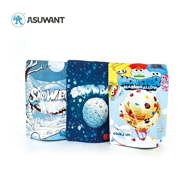 Custom Design Printed Candy Stand Up Pouch Plastic Bag Resealable 3.5g 7g 14g 28g 1oz 1lb Food Aluminum Foil Mylar Zipper Bags